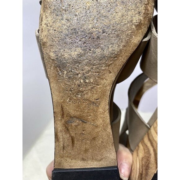 Vince Gwyn Leather Slingback Wooden Wedge Strappy Sandals women’s size 8 - Picture 4 of 9